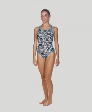 Abbigliamento Nuoto Donna Arena Comics Superfly Back - Maxlife Verde Acqua Nere | 36281VEAI