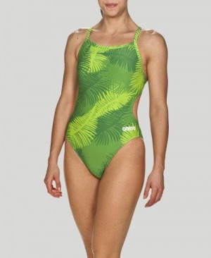 Abbigliamento Nuoto Donna Arena Palm Forest Challenge Back - Maxlife Verdi | 83046HDNQ