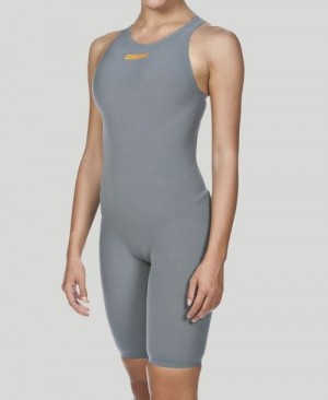 Abbigliamento Nuoto Donna Arena Powerskin R-evo One - Open Back Grigie Arancioni Chiaro | 25379FSJV