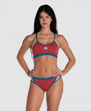 Bikini Donna Arena Icons Solid Cross Back Bikini Rosse Blu | 65378REHO