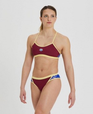 Bikini Donna Arena Icons Solid Cross Back Bikini Bordeaux Blu | 41879KITF