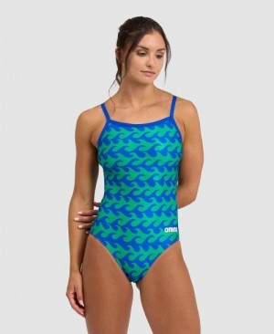 Body Donna Arena Ride The Wave Light Drop Back One Piece Blu Blu Marino Verdi | 48617TFWA