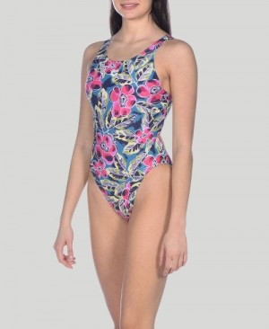 Body Donna Arena Tropical Sketch Swim Tech One Piece Verdi Colorate | 28175NPVB