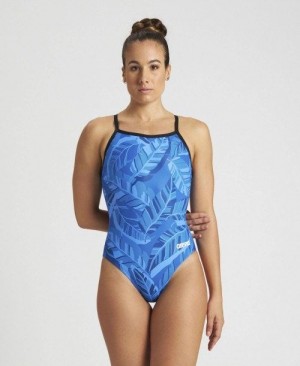 Body Donna Arena Tropicals Light Drop Back One Piece Nere Blu Reale Colorate | 89153GBWJ