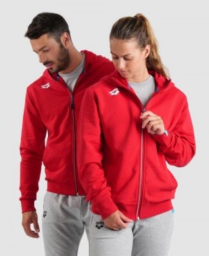 Giacche Donna Arena Team Hooded Jacket Panel Rosse | 08654TAWS