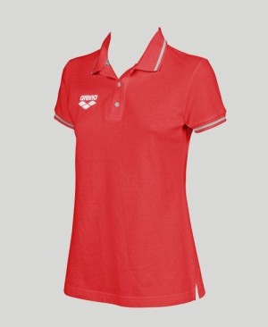 Pantaloncini Donna Arena Team Line Short Sleeve Polo Rosse | 70812TVEC