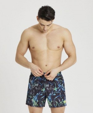 Pantaloncini Uomo Arena Allover Beach Short Nere Colorate | 31079VIRU