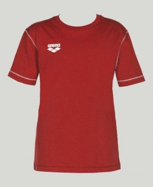 Pantaloncini Uomo Arena Team Line Short Sleeve Tee Rosse | 17286SVRN