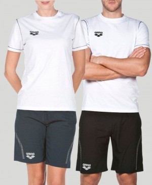 Pantaloncini Uomo Arena Team Line Short Sleeve Tee Bianche | 74086FCRI