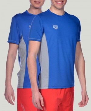 Pantaloncini Uomo Arena Team Line Tech Short Sleeve Tee Blu Reale | 60129AMIQ