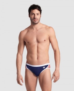 Slip Uomo Arena Icons Brief Blu Marino Bianche Rosse Colorate | 15638WYVA