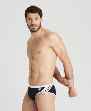 Slip Uomo Arena Icons Brief Nere Bianche | 60378ZAFP