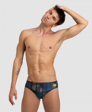 Slip Uomo Arena Slow Motion Brief Nere Colorate | 34157JGLY