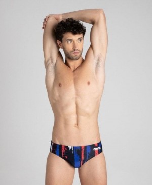 Slip Uomo Arena Team Painted Stripes Brief Nere Colorate Bianche | 07321GUWN