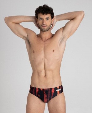 Slip Uomo Arena Team Painted Stripes Brief Nere Colorate Rosse | 86934USWG