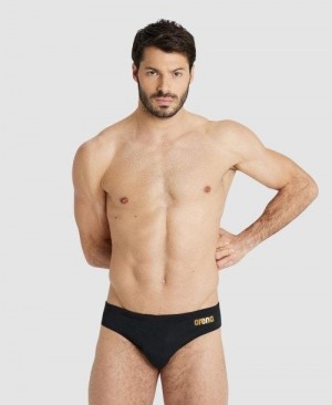 Slip Uomo Arena Team Solid Brief Nere Oro | 50982NHXD