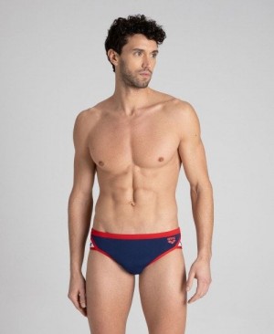 Slip Uomo Arena Team Stripe Brief Blu Marino Rosse | 42510WZBF