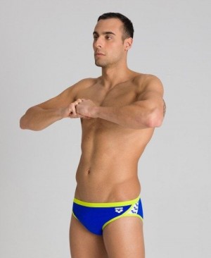 Slip Uomo Arena Team Stripe Brief Blu Verdi | 73042RWMP