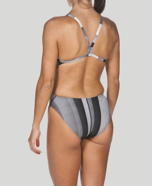 Abbigliamento Nuoto Donna Arena Blended Stripe Challenge Back - Maxlife Nere | 37451MVZY