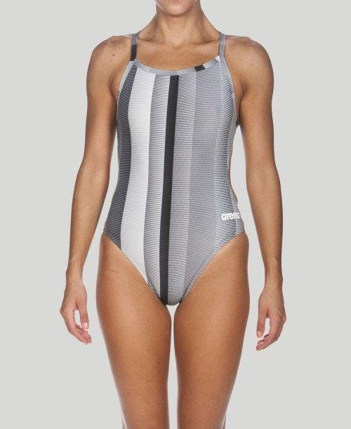 Abbigliamento Nuoto Donna Arena Blended Stripe Challenge Back - Maxlife Nere | 37451MVZY