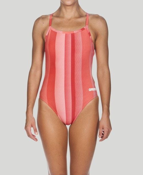 Abbigliamento Nuoto Donna Arena Blended Stripe Challenge Back - Maxlife Rosse | 05387HKDC