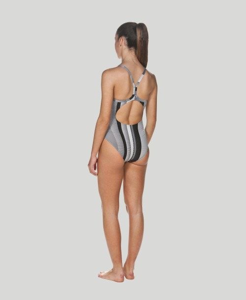 Abbigliamento Nuoto Donna Arena Blended Stripe Light Drop Back - Maxlife Nere | 84057NEIZ