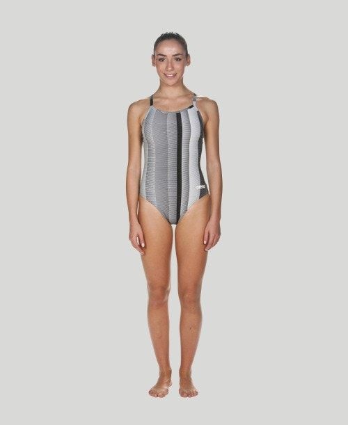 Abbigliamento Nuoto Donna Arena Blended Stripe Light Drop Back - Maxlife Nere | 84057NEIZ