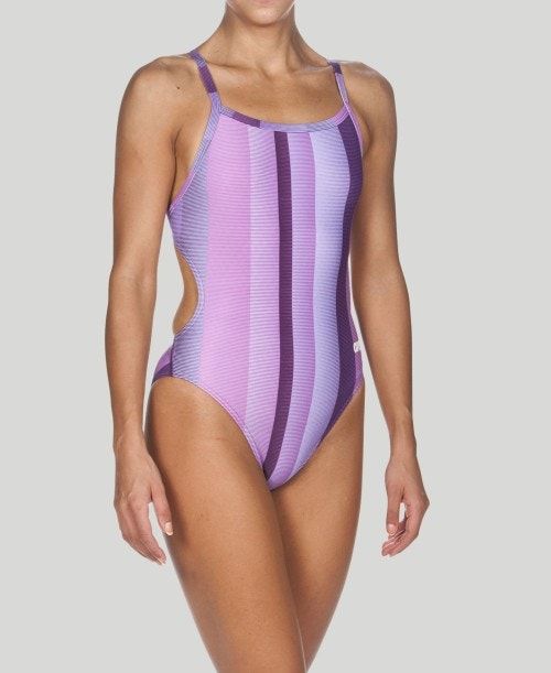 Abbigliamento Nuoto Donna Arena Blended Stripe Challenge Back - Maxlife Viola | 41532NLIO