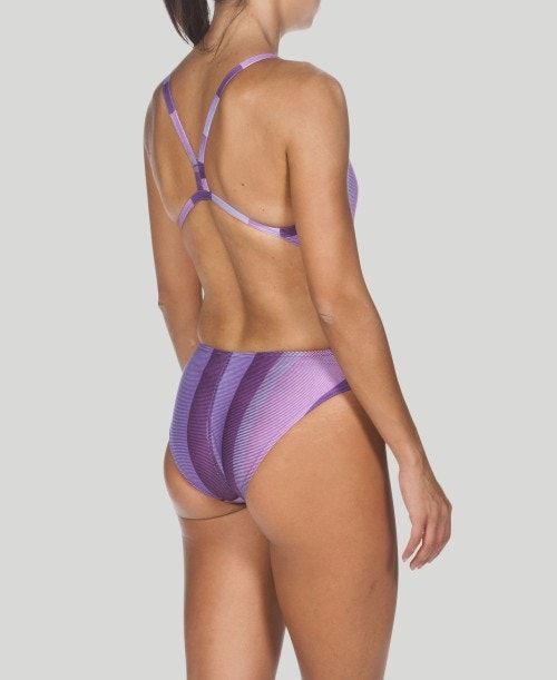 Abbigliamento Nuoto Donna Arena Blended Stripe Challenge Back - Maxlife Viola | 41532NLIO