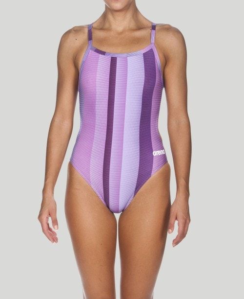 Abbigliamento Nuoto Donna Arena Blended Stripe Challenge Back - Maxlife Viola | 41532NLIO