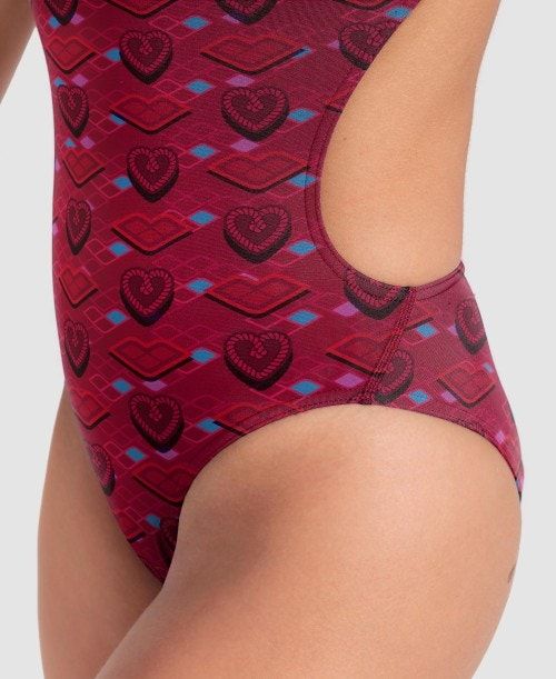 Abbigliamento Nuoto Donna Arena Hearts Print Of The Month Challenge Back Colorate | 34197MZQY