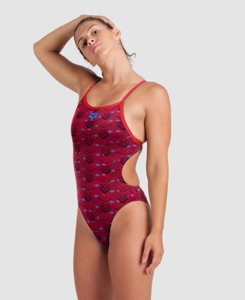 Abbigliamento Nuoto Donna Arena Hearts Print Of The Month Challenge Back Colorate | 34197MZQY