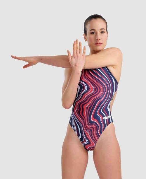 Abbigliamento Nuoto Donna Arena Marbled Challenge Back Colorate | 70863KWQX