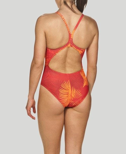 Abbigliamento Nuoto Donna Arena Palm Forest Light Drop Back - Maxlife Rosse Arancioni | 07682DGEW