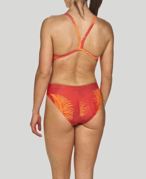 Abbigliamento Nuoto Donna Arena Palm Forest Challenge Back - Maxlife Rosse Arancioni | 74593AHOJ