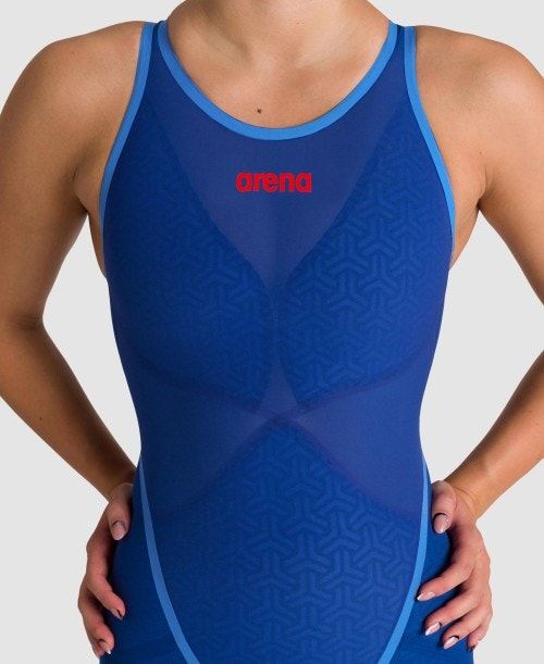 Abbigliamento Nuoto Donna Arena Powerskin Carbon Glide Open Back Blu | 27458XJTS