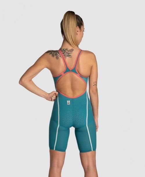 Abbigliamento Nuoto Donna Arena Powerskin Carbon Glide Limited Edition Calypso Bay Open Back Grigie Scuro | 26940OZGP