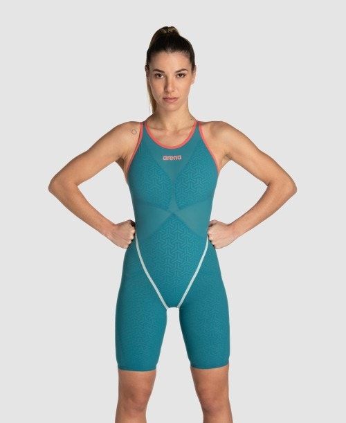 Abbigliamento Nuoto Donna Arena Powerskin Carbon Glide Limited Edition Calypso Bay Open Back Grigie Scuro | 26940OZGP