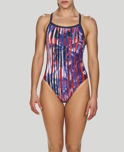 Abbigliamento Nuoto Donna Arena Riviera Challenge Back - Maxlife Rosse Blu | 42516GYAT