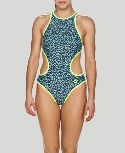 Abbigliamento Nuoto Donna Arena The One Leopard Print - Maxlife Verde Acqua Verdi | 52931VEIP