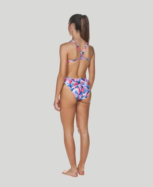 Abbigliamento Nuoto Donna Arena Tropical Challenge Back - Maxlife Rosa Bianche Blu | 30169DLTY