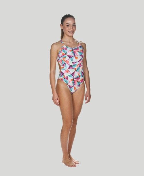 Abbigliamento Nuoto Donna Arena Tropical Challenge Back - Maxlife Verdi Arancioni Rosa | 60459AZCO