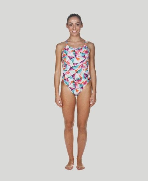 Abbigliamento Nuoto Donna Arena Tropical Challenge Back - Maxlife Verdi Arancioni Rosa | 60459AZCO