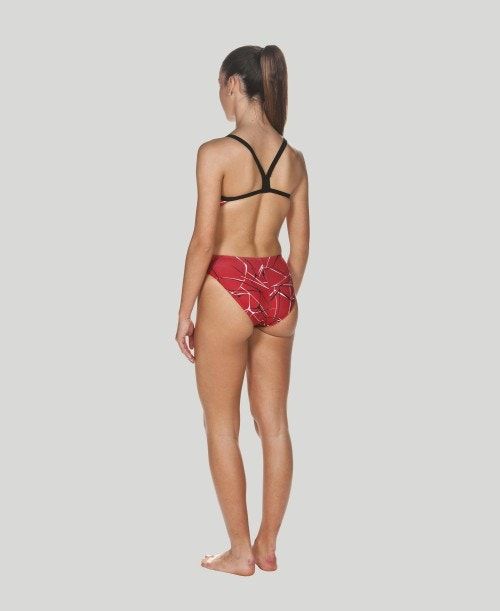 Abbigliamento Nuoto Donna Arena Water Challenge Back - Maxlife Rosse Nere | 50936DLMB