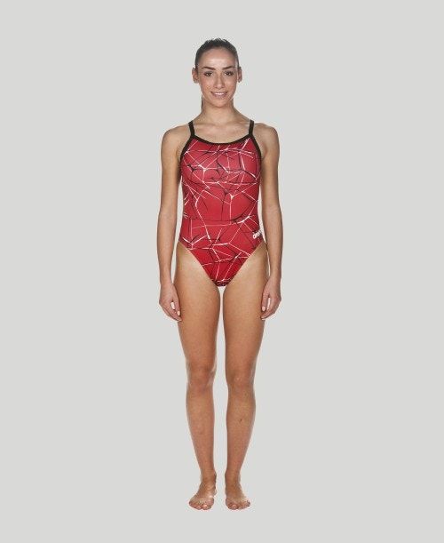 Abbigliamento Nuoto Donna Arena Water Challenge Back - Maxlife Rosse Nere | 50936DLMB