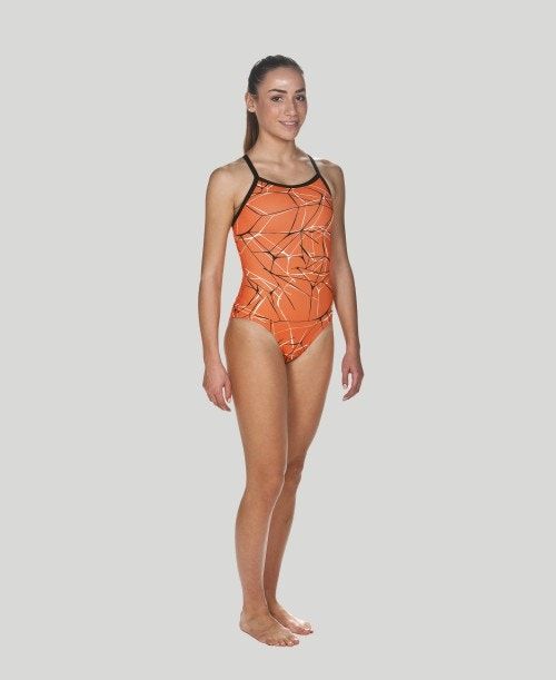 Abbigliamento Nuoto Donna Arena Water Light Drop Back - Maxlife Arancioni Nere | 71042BGEW