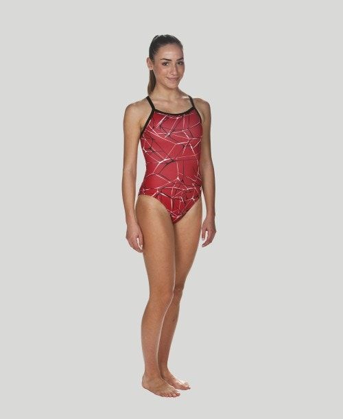 Abbigliamento Nuoto Donna Arena Water Light Drop Back - Maxlife Rosse Nere | 63879UJCI