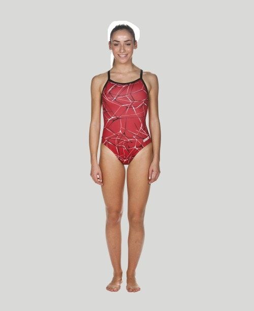 Abbigliamento Nuoto Donna Arena Water Light Drop Back - Maxlife Rosse Nere | 63879UJCI