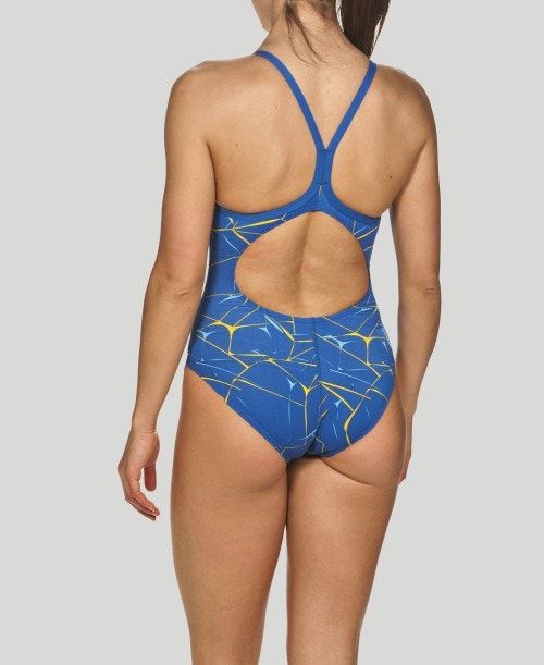 Abbigliamento Nuoto Donna Arena Water Light Drop Back - Maxlife Blu Reale Gialle | 42657QSVG