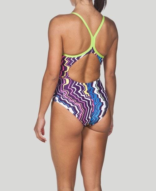 Abbigliamento Nuoto Donna Arena Zig Zag Light Drop Back - Maxlife Viola | 87921UIQH